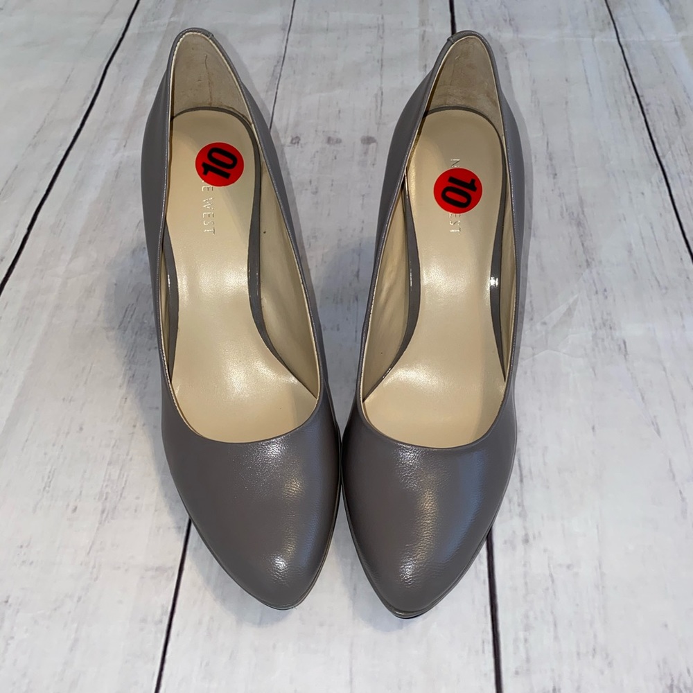 Nine West NW Wiseup Grey Leather Pump Shoe *NEW*